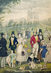 Veduta del Green Park, Londra, che mostra le mode del tempo (dettaglio)